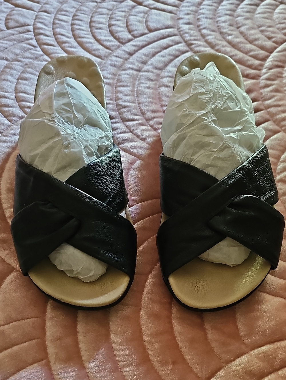 Women’s Black Crisscross Slide Sandals by